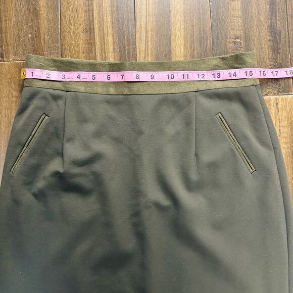 Antonio Melani size 8 Olive Green Pencil Skirt High Waisted Zip Up - Picture 2 of 12